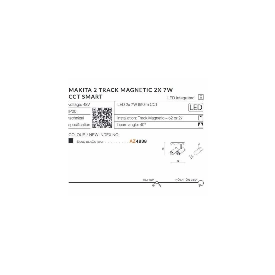 Alfa MAKITA 2 TRACK MAGNETIC 2X 7W CCT SMART AZ4839 AZZARDO
